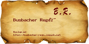 Busbacher Regő névjegykártya